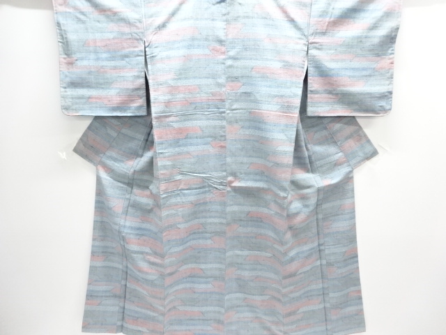 JAPANESE KIMONO / ANTIQUE KIMONO / SILK / TSUMUGI / WOVEN GEOMETRIC